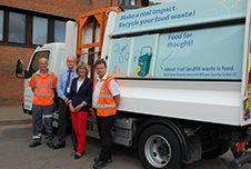 Cllr Alec Campbell, and Environmental Portfolio Holder, Cllr Frances Leonard, pictured with waste operatives, Derek Valerio (left) and Paul Lawrence (right) from the Council’s waste contractor Veolia UK