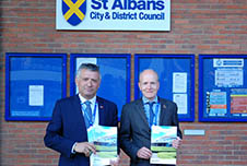 Councillor Salih Gaygusuz, Business and Community Portfolio Holder for St Albans City and District Council and Councillor Alec Campbell, Leader and Resources Portfolio Holder for St Albans City and District Council