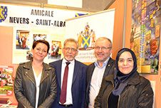 The Mayoress of Nevers, Caroline Marin; the Mayor of the City and District of St Albans, Councillor Mohammad Iqbal Zia; The Mayor of Nevers, Denis Thuriot, and the Mayoress of St Albans, Farhat Zia.