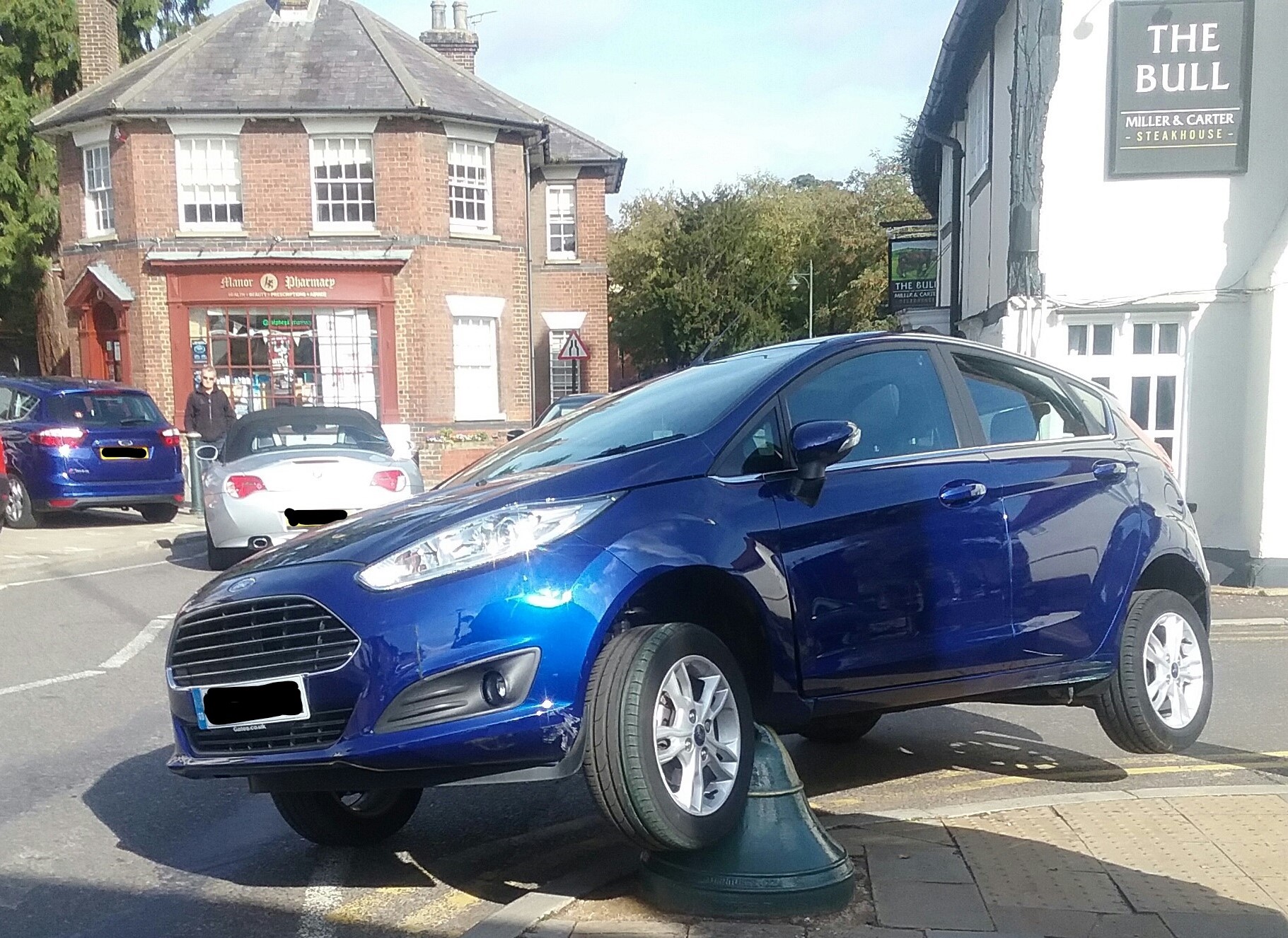 a badly parked car in Wheathampstead.