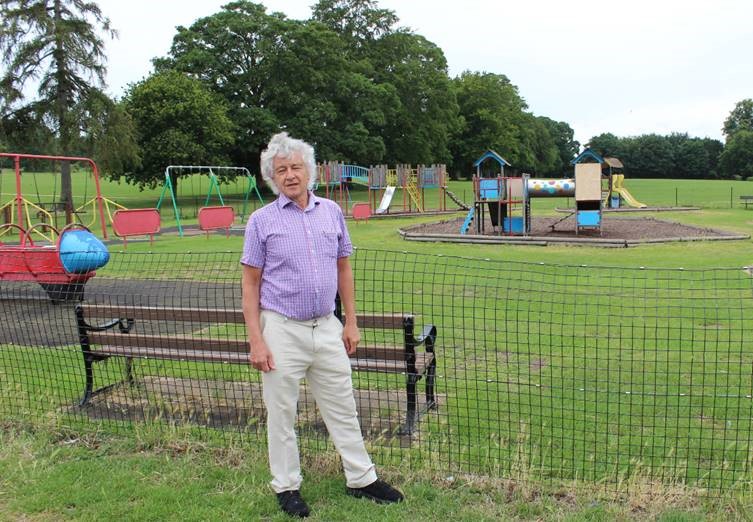 Councillor Rowlands inspects Verulamium Park playground