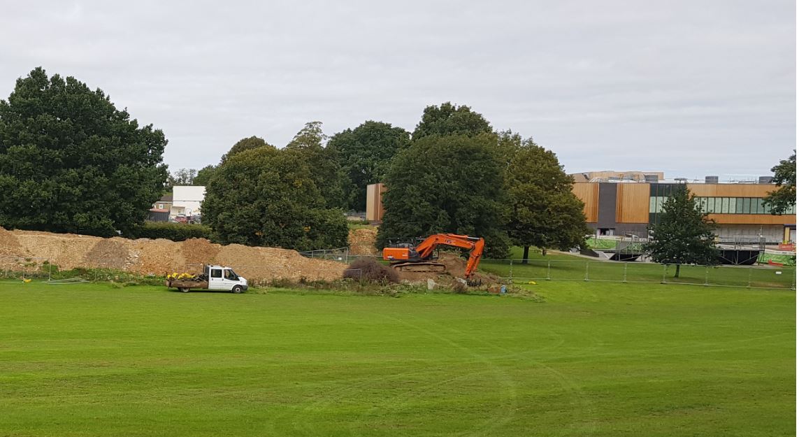 The spoil next to the new leisure centre