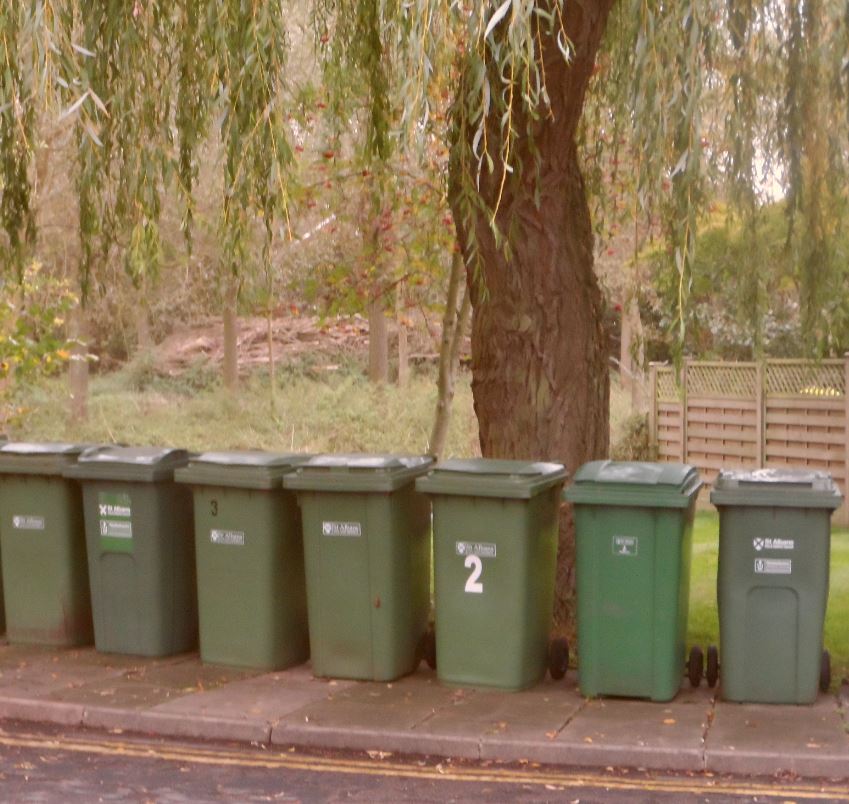 Green recycling bins