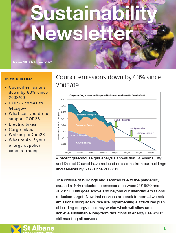 Front cover of Sustainability News Autumn 2021 edition