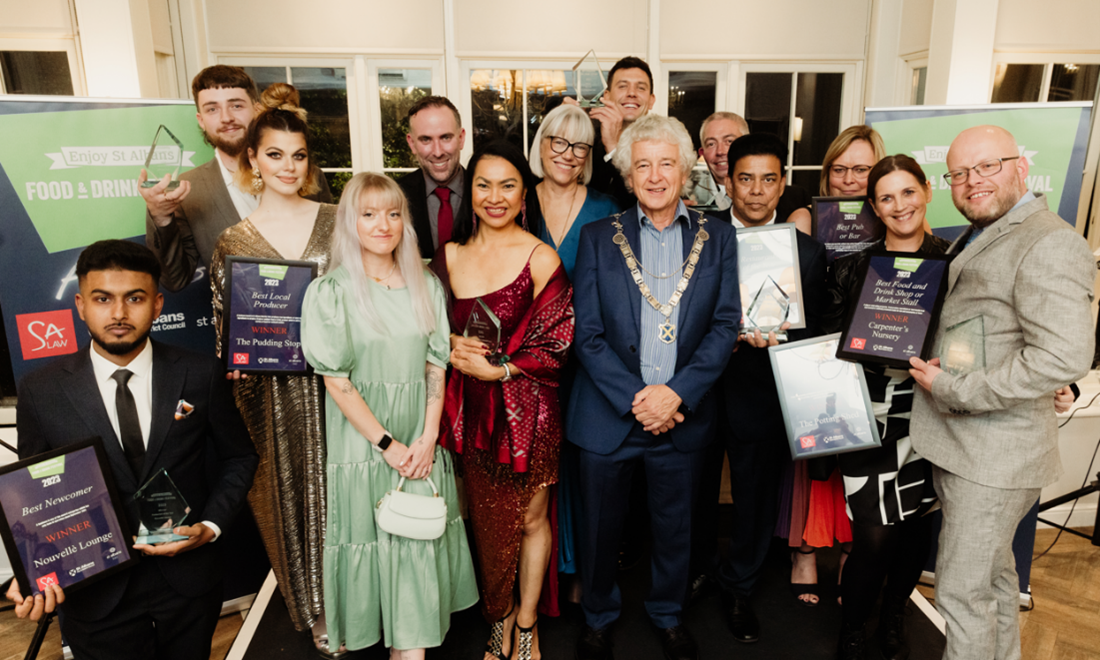 Cllr Anthony Rowlands, St Albans Mayor, with Festival Award winners