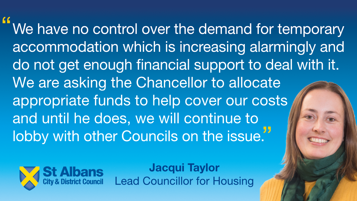 Quote on temporary hotel accommodation funding from Cllr Jacqui Taylor