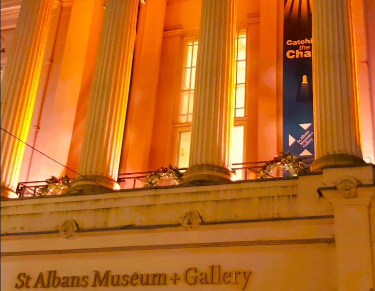 Museum + Gallery lit up in orange