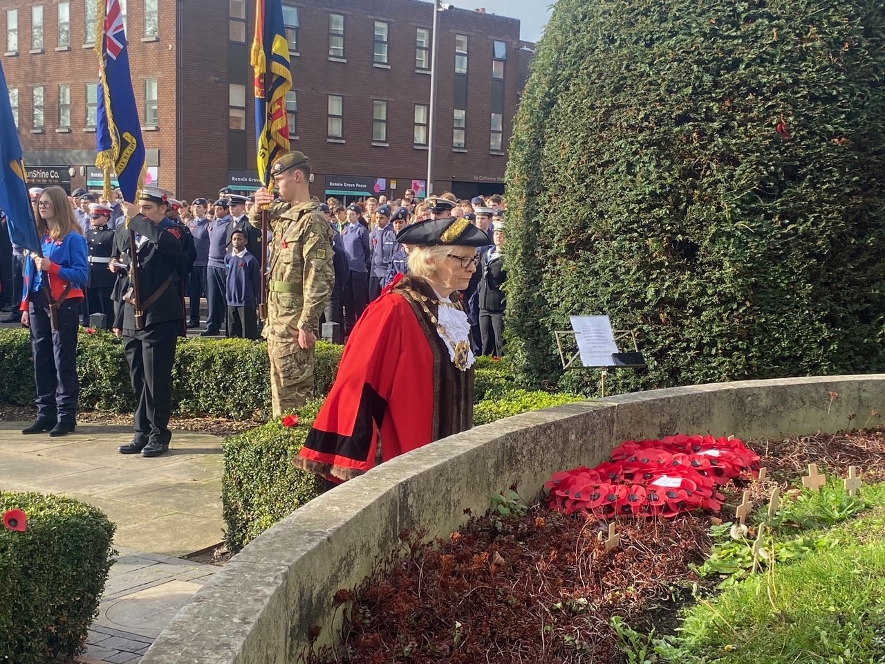 St Albans Mayor, Cllr Teresa Heritage, at the Remembrance Sunday Parade and Service