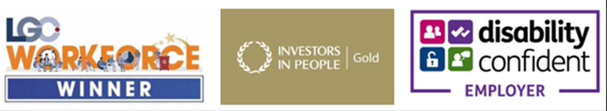 LGC Workforce Winner, Investors in People Gold, Disability Confident Employer logos