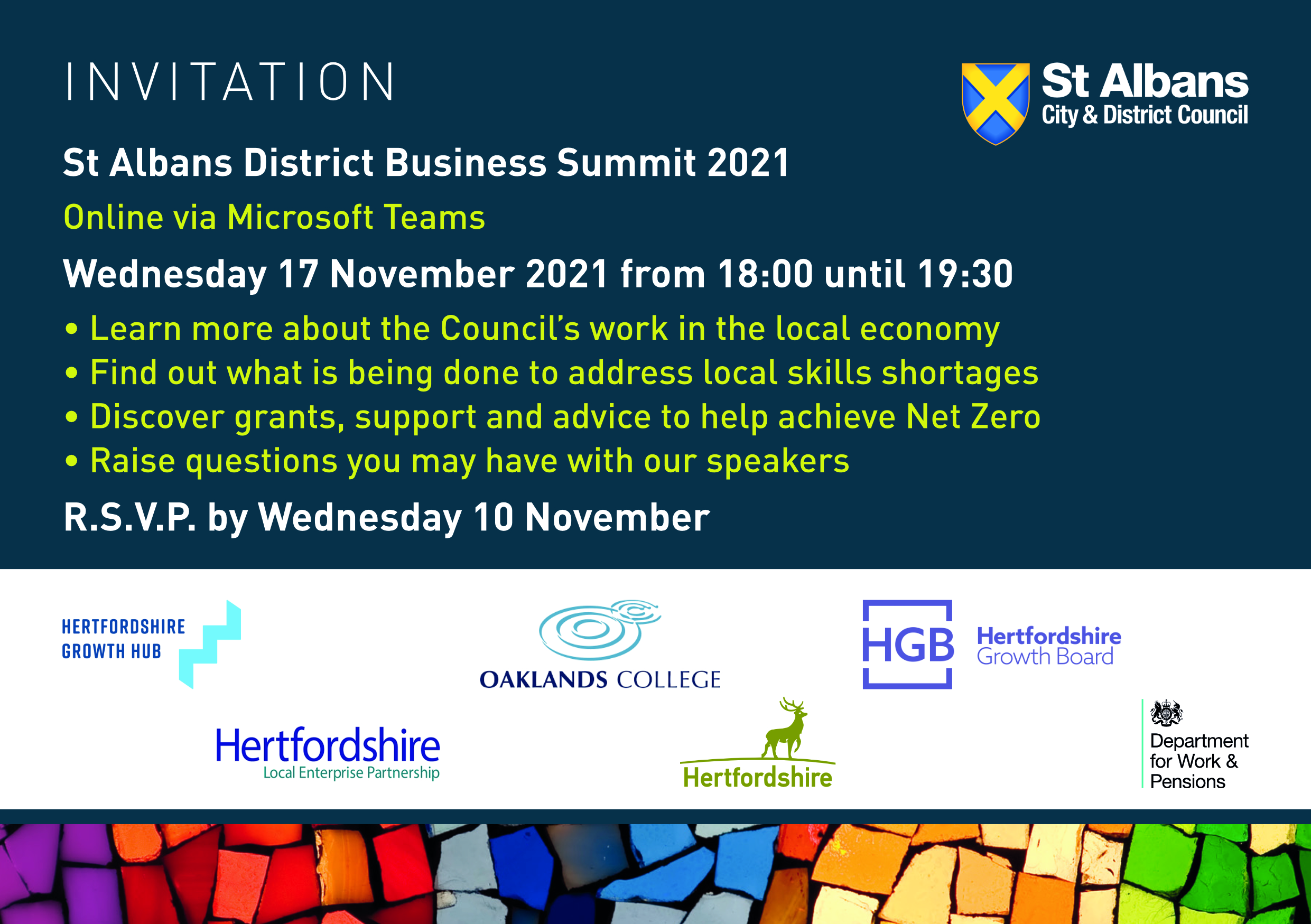St Albans District Business Summit 2021 invitation