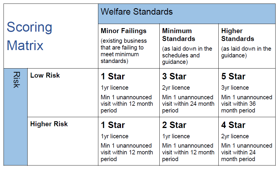 Star Rating Scoring Matrix