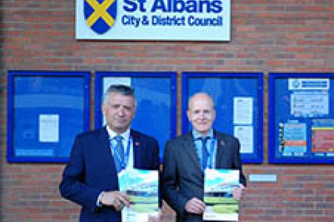 Councillor Salih Gaygusuz, Business and Community Portfolio Holder for St Albans City and District Council and Councillor Alec Campbell, Leader and Resources Portfolio Holder for St Albans City and District Council