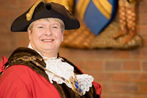 the new Mayor of the City and District of St Albans, Cllr Rosemary Farmer