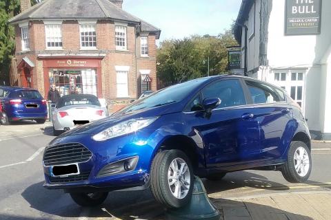 a badly parked car in Wheathampstead.