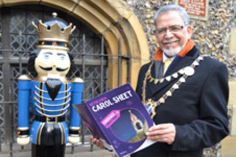 Mayor Cllr Iqbal Zia outside St Albans Clock Tower