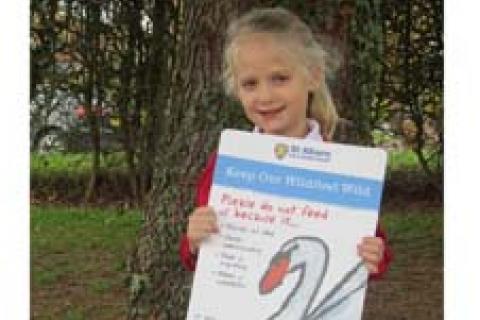 Wildfowl poster winner Lily Crocker from Redbourn Infant School