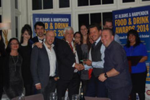 The 2014 Food & Drink Award for Best Local Restaurant was won by Lussmanns Fish & Grill Restaurant, pictured here with Cllr Geoff Harrison, the then St Albans Mayor 