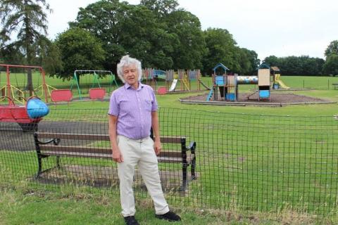 Councillor Rowlands inspects Verulamium Park playground