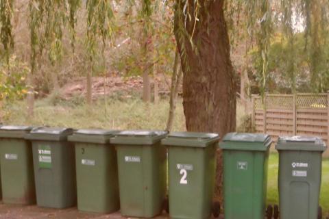 Green recycling bins