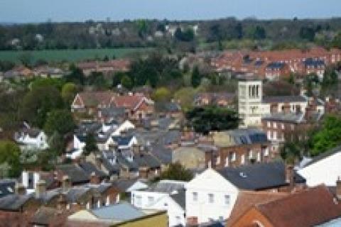 Aerial view of houses in St Albans District