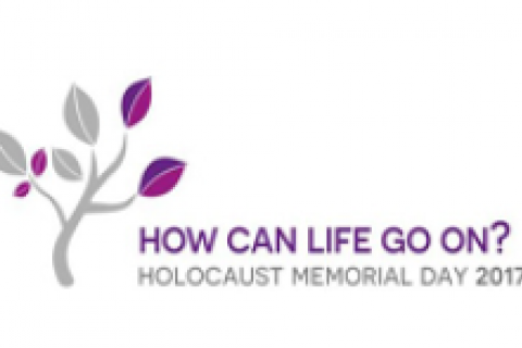  Stylized branch with text How can life go on? Holocaust Memorial Day 2017