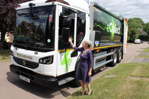 Cllr Wren with the eCollect vehicle