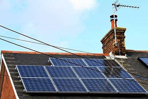 Solar panels on roof