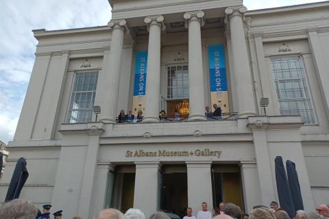 The Proclamation being read out by the Mayor on the Museum + Gallery balcony
