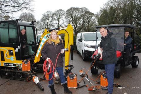 Councillor Helen Campbell inspects new eco-friendly parks equipment