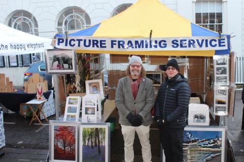 Cllr Danny Clare, left, at the Charter Market