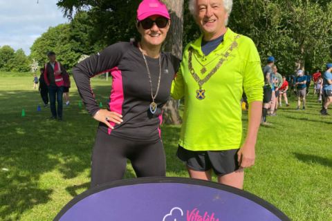 Deputy Mayor, left, and Mayor of St Albans join the park run