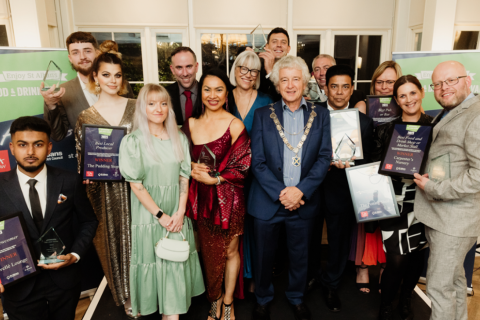 Cllr Anthony Rowlands, St Albans Mayor, with Festival Award winners