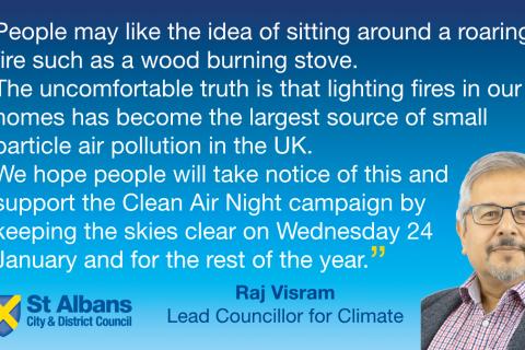 Quote about the dangers of wood burning by Cllr Raj Visram