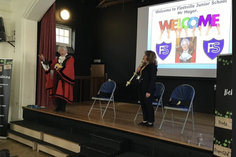 The Mayor, Cllr Anthony Rowlands, at Fleetville Junior School