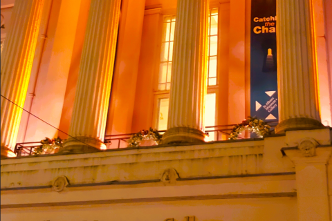 Museum + Gallery lit up in orange