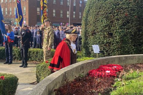 St Albans Mayor, Cllr Teresa Heritage, at the Remembrance Sunday Parade and Service